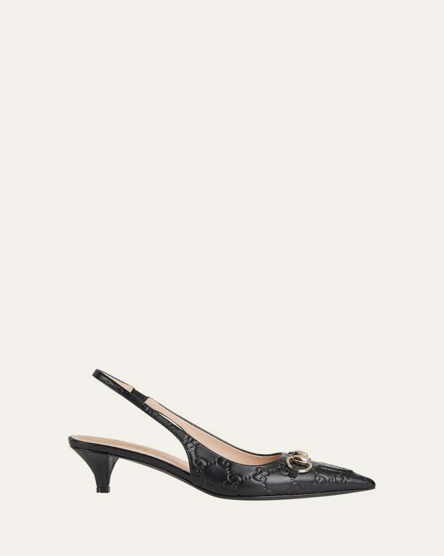 Erin GG Leather Bit Slingback Pumps